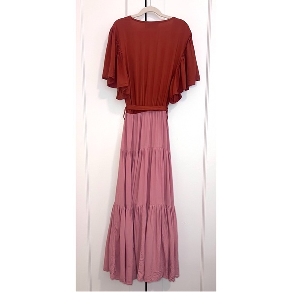 Petal & Pup Babis V Neck Short Sleeve Maxi Wrap Dress in Blush - Size 2 - Picture 3 of 4